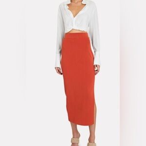 NWT A.L.C. Mia Ribbed orange midi skirt MSRP $250